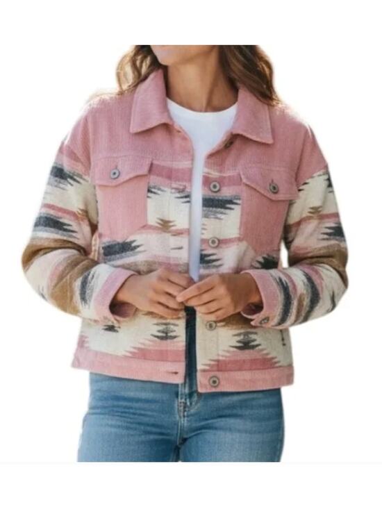 Umgee Jackets & Blazers - Umgee Pink Corduroy Cropped Flannel SW Jacket size Medium